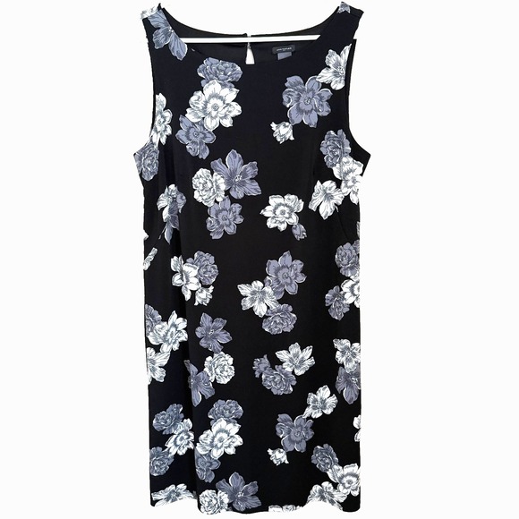 Ann Taylor Dresses & Skirts - Ann Taylor M Black White Floral Sleeveless Shift Dress Career Minimalist Classic